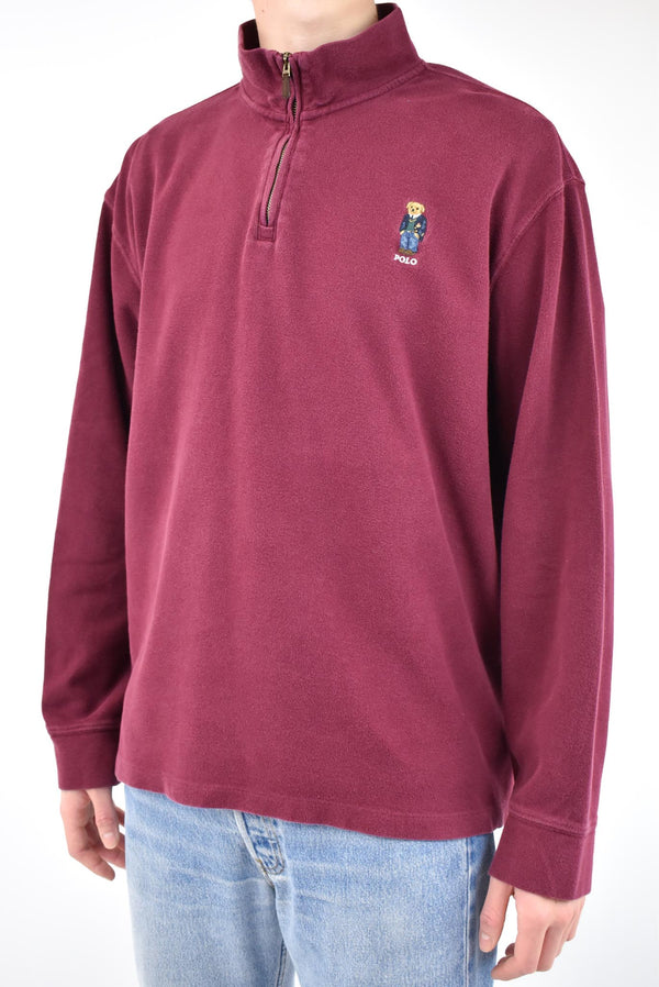 Polo Bear Burgundy Quarter Zip Sweater