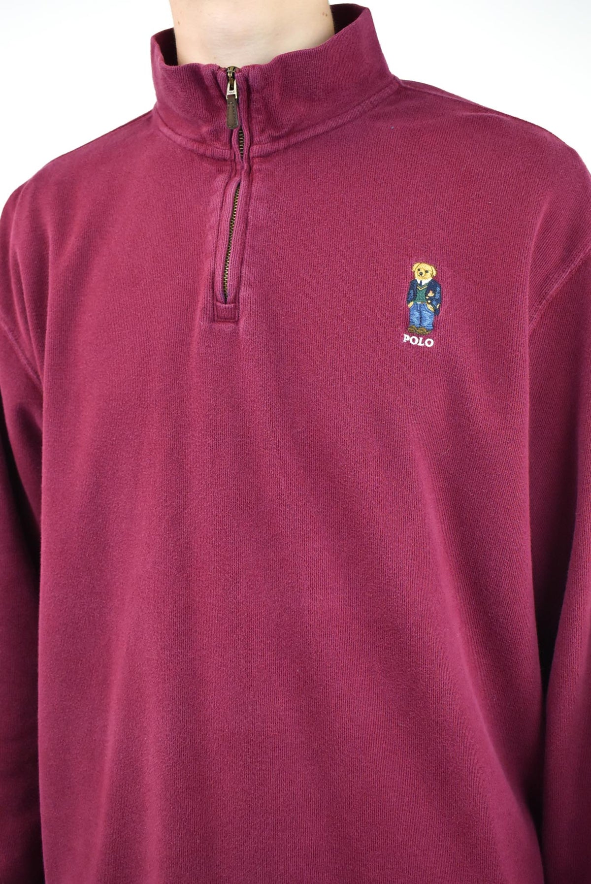 Polo Ralph Lauren Burgundy Pullover Quarter Zip Embroidered blue popular Logo